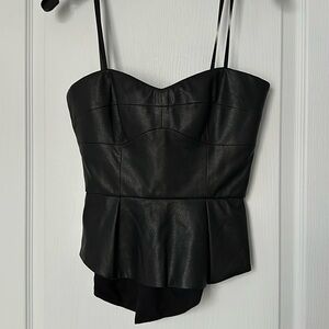 BCBG NOEMI BUSTIER PLEATHER TOP